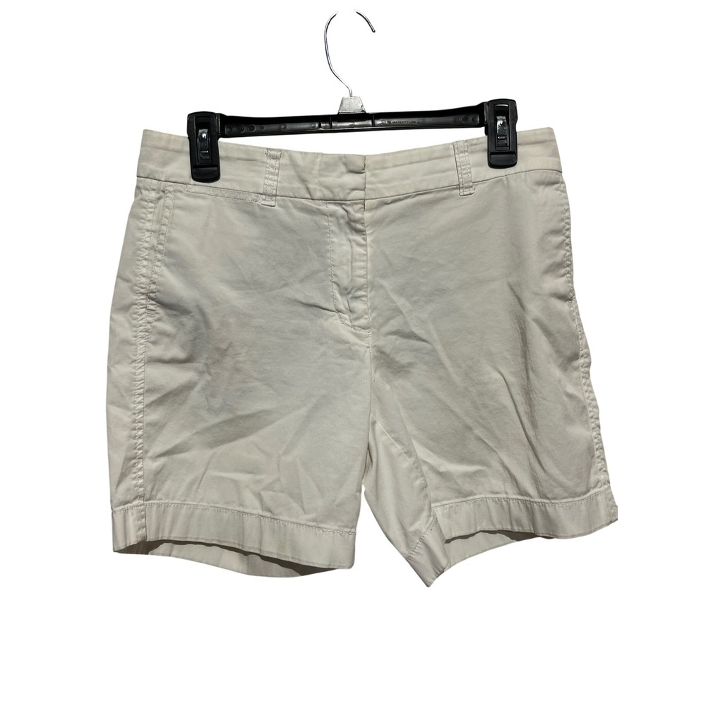 J.Crew Womens White Cotton Twill Chino Shorts Mid Rise Size 10